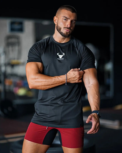 New Style Men'S Thin Short Sleeve Ice Silk Summer Gym Exercise T Shirt Slim O-Neck Bottoming Fashion Men Clothing Tops