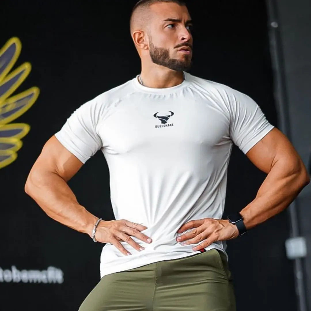 New Style Men'S Thin Short Sleeve Ice Silk Summer Gym Exercise T Shirt Slim O-Neck Bottoming Fashion Men Clothing Tops