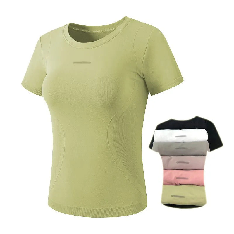 Candy Color Sports Short Sleeve Feminine Slim Top Net Red Fitness Clothes Running Quick-Drying T-Shirt Yoga Clothes