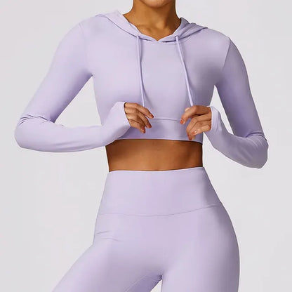 Yoga Long Sleeved Women'S Hoodie Jacket Hooded Fitness Sports for Women Gym Outdoor Running Sports with Exposed Belly Button