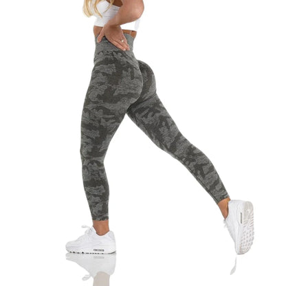 Camo Seamless Workout Leggings Butt Lift Yoga Pants Women Stretch Fitness Outfits Sports Wear Gym Fuchsia Nylon