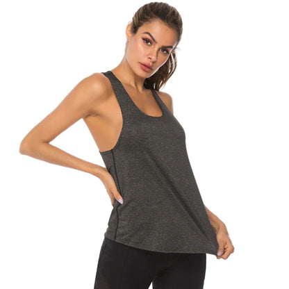 Sleeveless Racerback Yoga Vest Athletic Fitness Sport Tank Tops Gym Running Training Yoga Shirts Workout Tops for Women