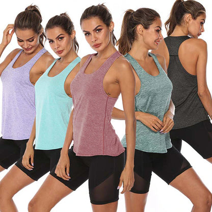 Sleeveless Racerback Yoga Vest Athletic Fitness Sport Tank Tops Gym Running Training Yoga Shirts Workout Tops for Women