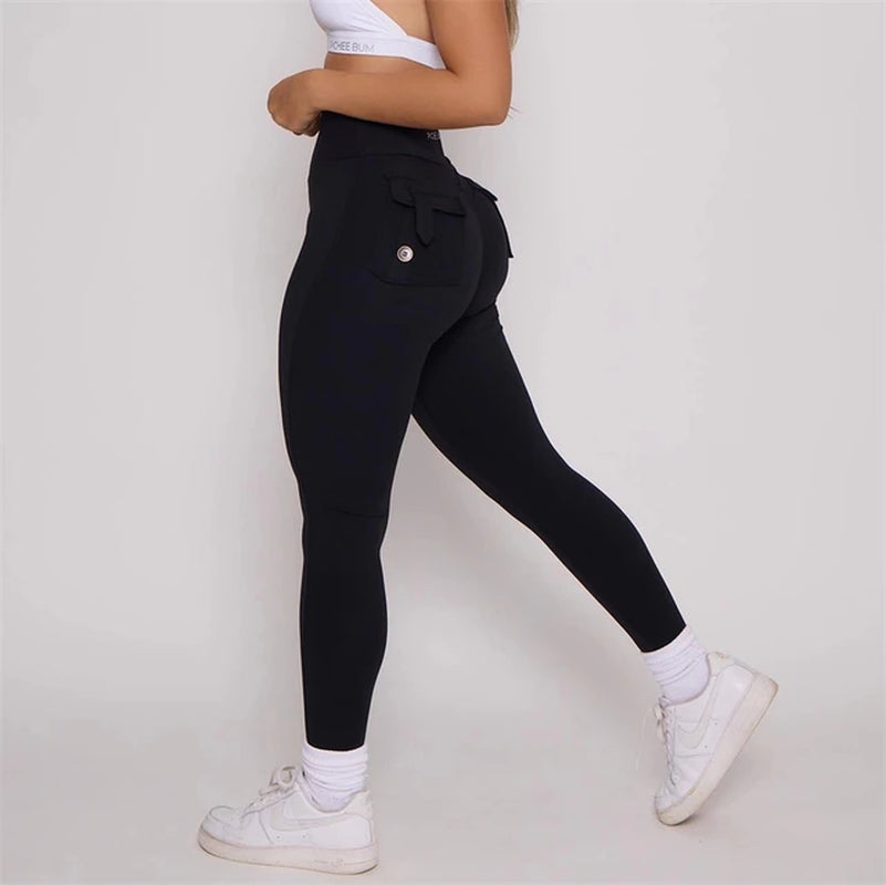 Pchee Bum Leggings 2023 Women High Waist Tights Pants Peach Hips with Pockets Women Workout Gym Leggings Yoga Pants