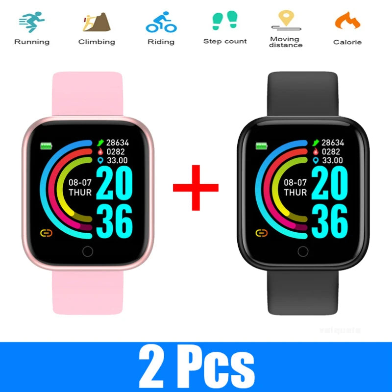 2PCS Y68 Relogio Inteligente Smart Watch Fitness Tracker Bluetooth Smart Wristwatch D20 Cardio Clock Sports Wristband Смарт Часы