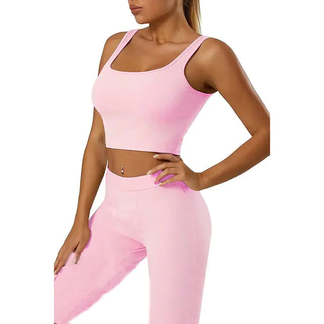 Gym Crop Tank Top Leggings Set